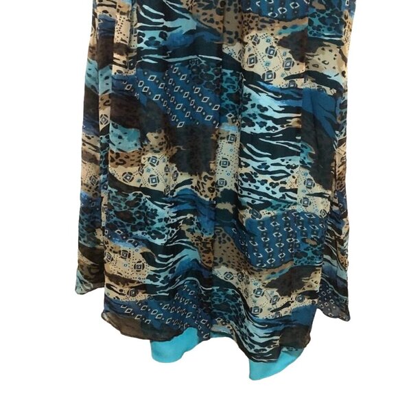 Signature By Robbie Bee Silk Maxi Dress 12 Surplice Neck Tiered Sleeveless Boho - Picture 11 of 12